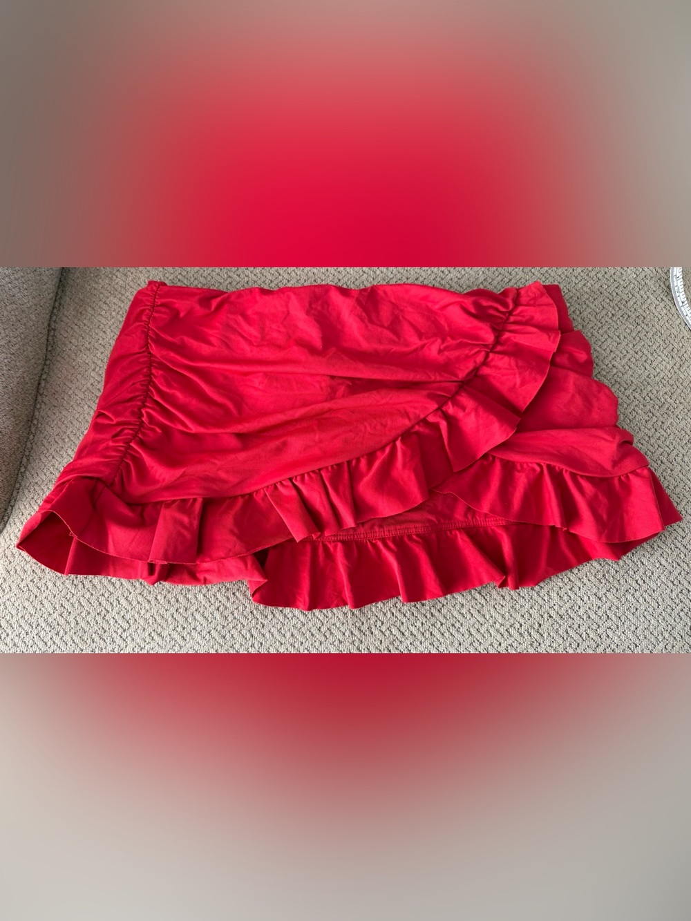 Jantzen Red Asymmetrical Ruffle Mini Skirt swim bottoms